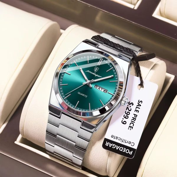 poedagar 930 men's new luxury luminous date week stainless steel quartz watch for men