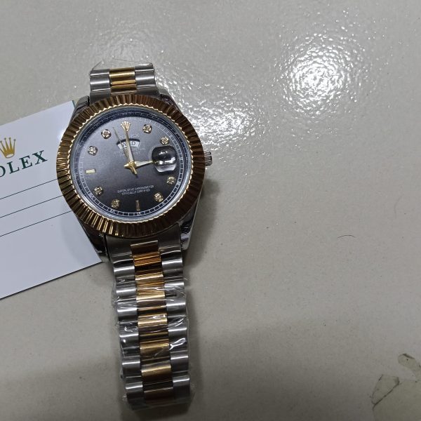rolex quartz movement stainless steel analog watch for men