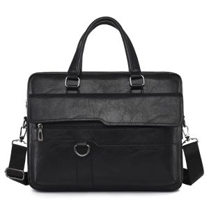 amsburg laptop leather bag(black)