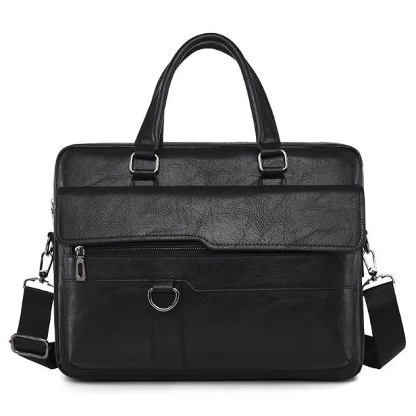amsburg laptop leather bag(black)