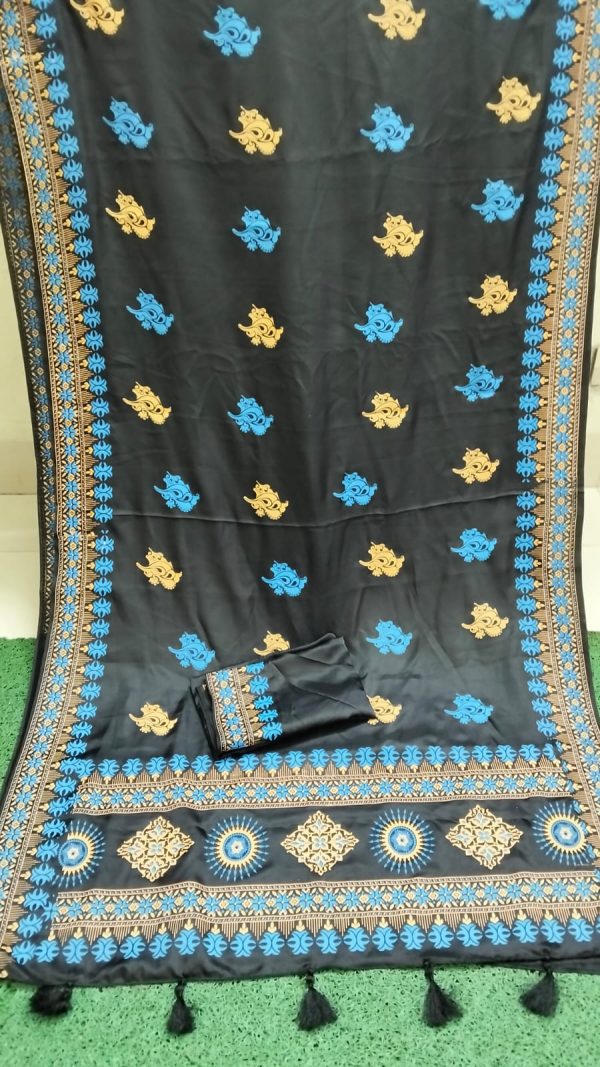বোধুয়া বেনারশি প্রিন্ট শাড়ি কালো কালার