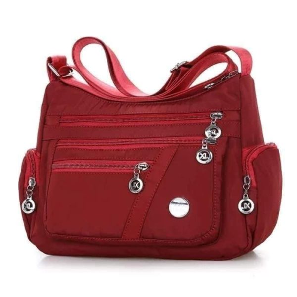 women’s nylon waterproof large capacity crossbody bag (red)