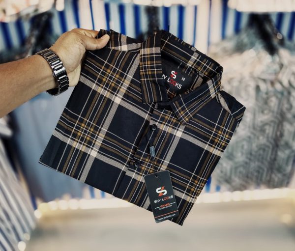 shy looks pure cotton full sleeve check shirt for men's