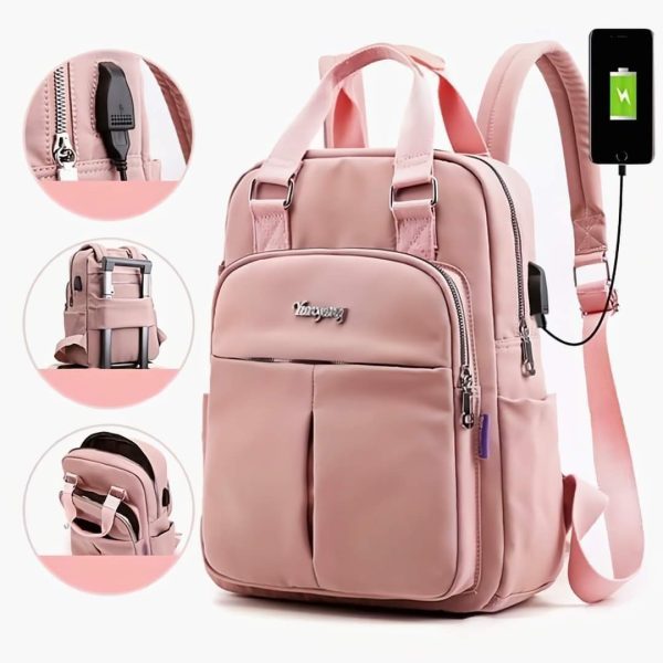 new leisure nylon ladies china bagpack (pink) with free wallet