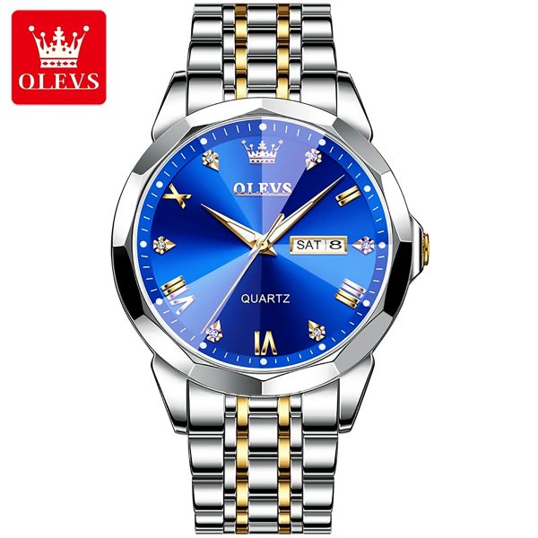 olevs 9931g new exclusive design quartz watch for men royal blue