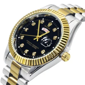 rolex quartz movement stainless steel analog watch for men