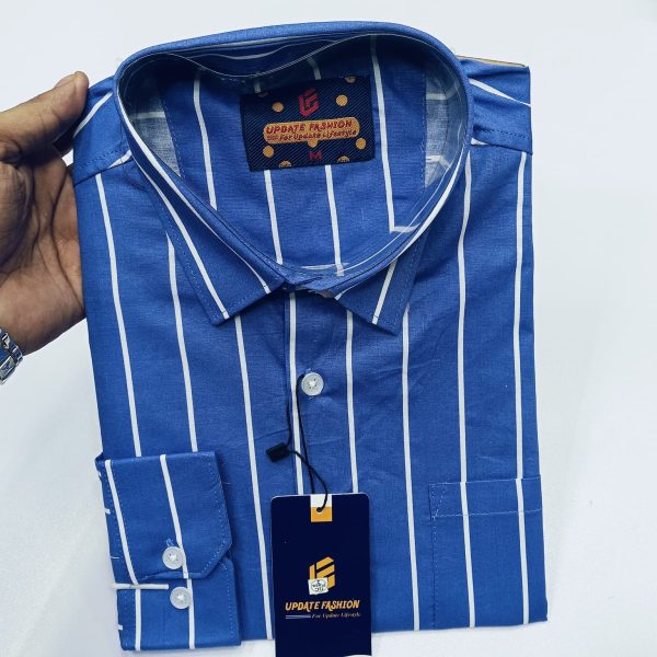 men's long sleeve stripe / print shirt
