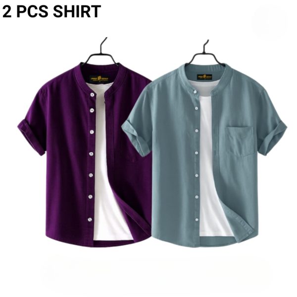 fashionable casual half sleeve shirt for men ( purple+ ash )