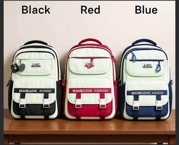 academy style school bag book bag lightweight college student backpack(red)