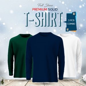3 pcs full sleeve solid t shirt combo