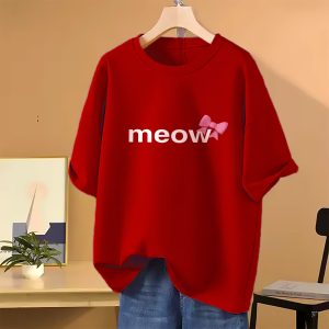 drop shoulder t shirt for women (red)