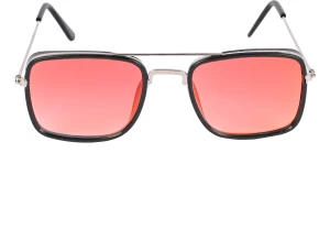 uv protection rectangular sunglasses (free size) (for men & women, red)