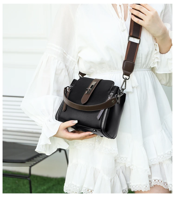 high quality messenger bags for women luxury crossbody shoulder bags female(black)