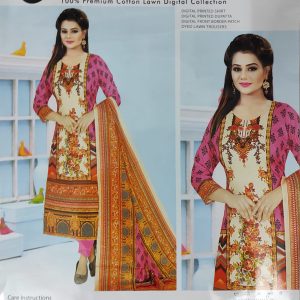 malhar 100% premium cotton lawn digital printed 3 piece