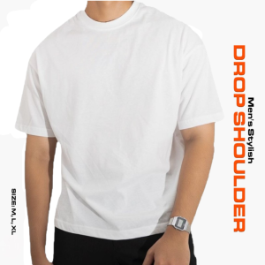 men's stylish drop shoulder white