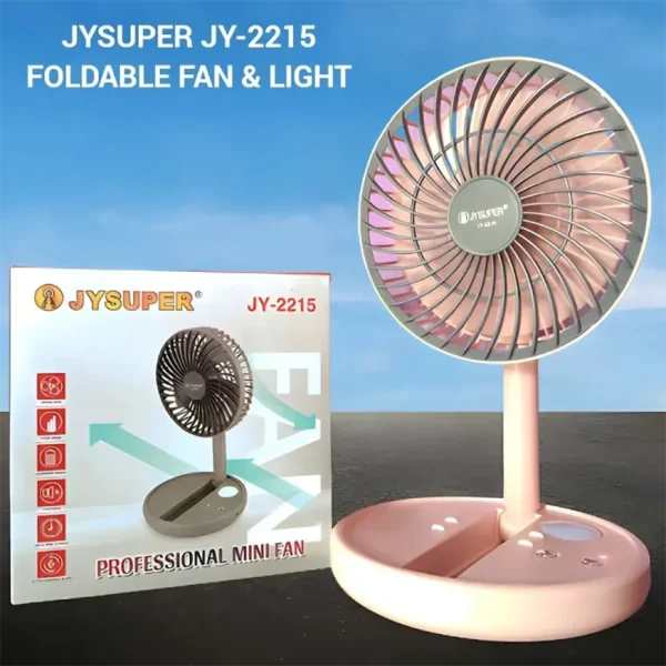 jy 2215 jysuper professional rechargeable fan with led light