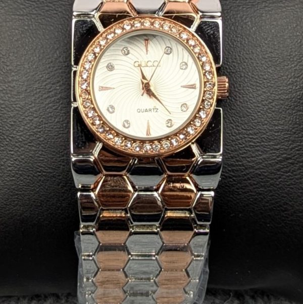 Elegant Multti Ladies Quartz Watch with Crystal Bezel – Premium Bracelet Design (White Dial) - Image 4