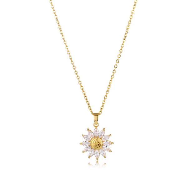 golden vermiculite to sunflower pendant personalized titanium steel necklace women fresh trend fashion jewelry