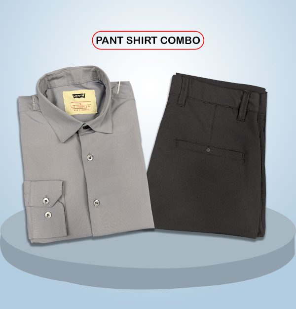 premium shirt & pant combo (formal / casual) (ash & black)