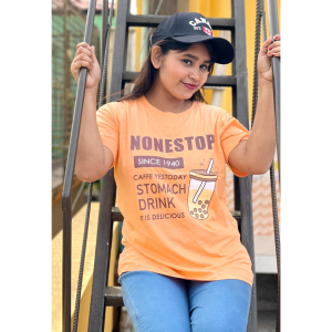 dtf printed ladies t shirt | half sleeve plain | regular fit ladies t shirt for women & girls |