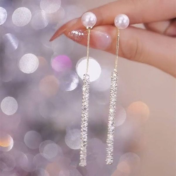 pearl dangle earrings | dangle diamond cut earrings | dangling earrings for women