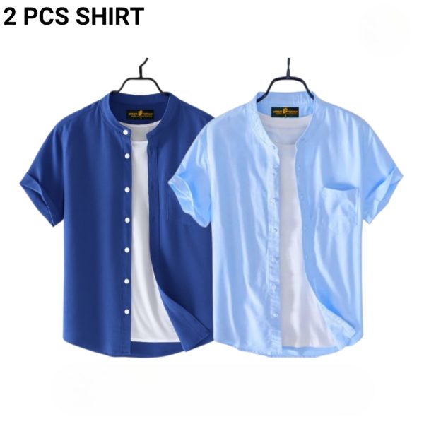 fashionable casual half sleeve shirt for men ( petrol + sky)