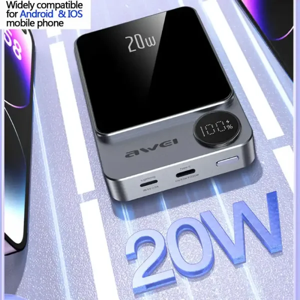 awei p39k 10000mah 20w pd wireless magnetic powerbank