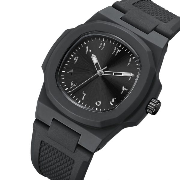 custom logo arabic dial square quartz wristwatch – luminous, waterproof, silicone strap