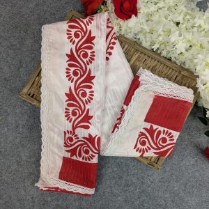 half silk screen print sharee puja edition