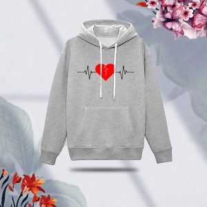 premium comfortable (love heart bit gray) ladies winter hoodie