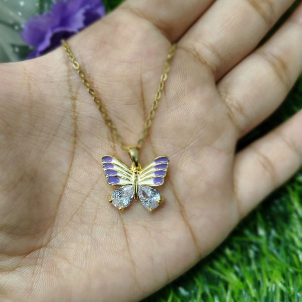 fantasy colorful acrylic butterfly pendant necklace for womens