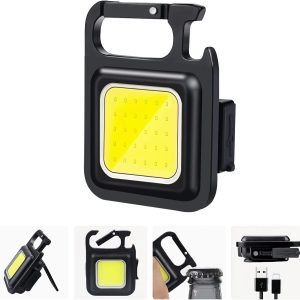multi functional outdoor keychain light with 800lm cob and 3 lighting modes, for camping, hiking and emergencies