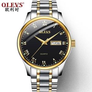 olevs 5563 chain watch –( black dial) for men