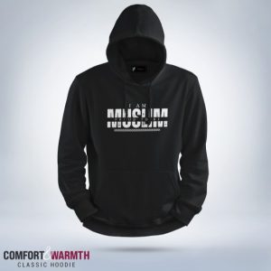 “i am proud to be muslim” islamic hoodie (black)