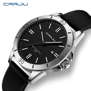crrju new 5025 men's & ladies' waterproof watch (black)