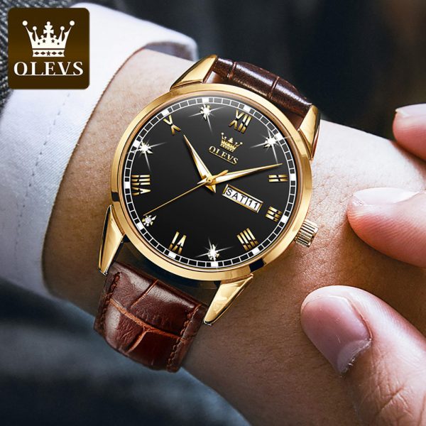 olevs 6896 luxury simple and modern watch (black)