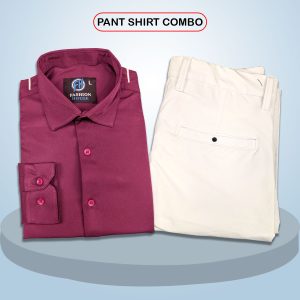 premium shirt & pant combo (formal / casual) (maroon & white)
