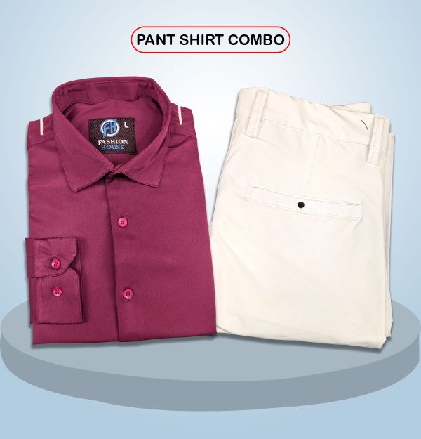 premium shirt & pant combo (formal / casual) (maroon & white)