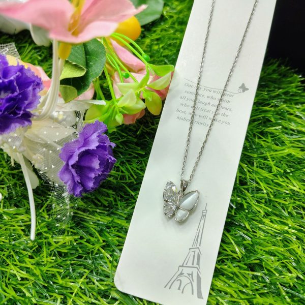 fantasy colorful acrylic butterfly pendant necklace for womens