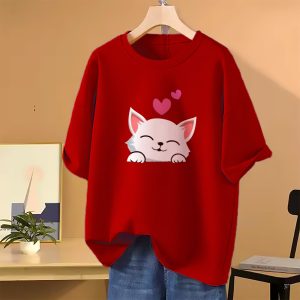 drop shoulder t shirt for women (red)