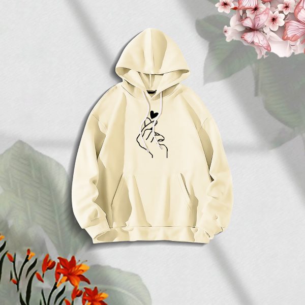premium comfortable stylish (love turi off white) ladies winter hoodie