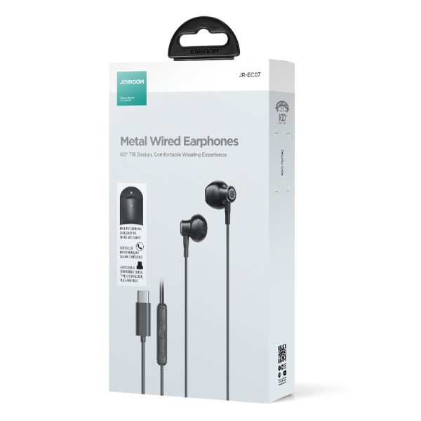 jr ec07 type c series half in ear wired earphones