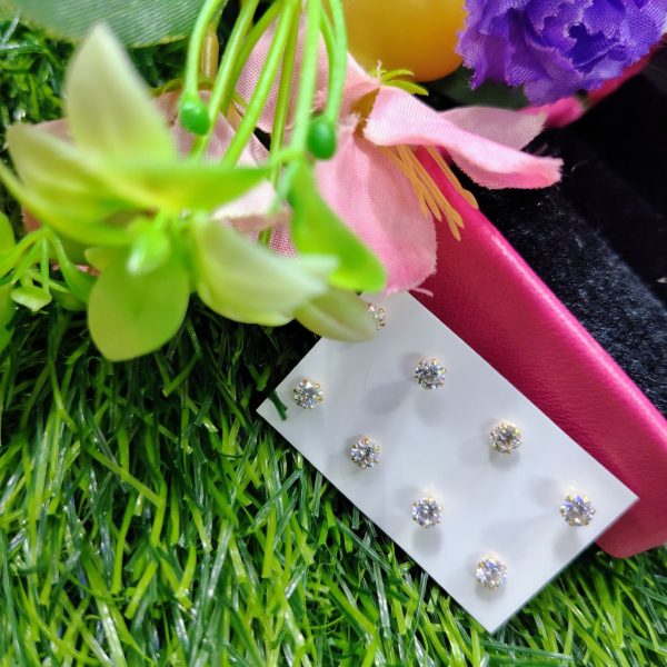 big stone round cut lab created stud gold plated silver