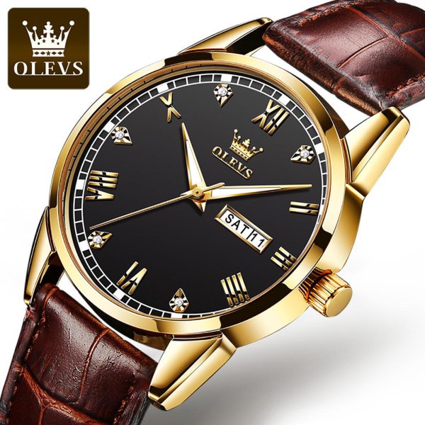 olevs 6896 luxury simple and modern watch (black)