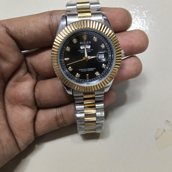 rolex quartz movement stainless steel analog watch for men