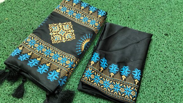 বোধুয়া বেনারশি প্রিন্ট শাড়ি কালো কালার