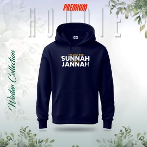"follow the sunnah go to jannah" islamic hoodie (nevi blue)
