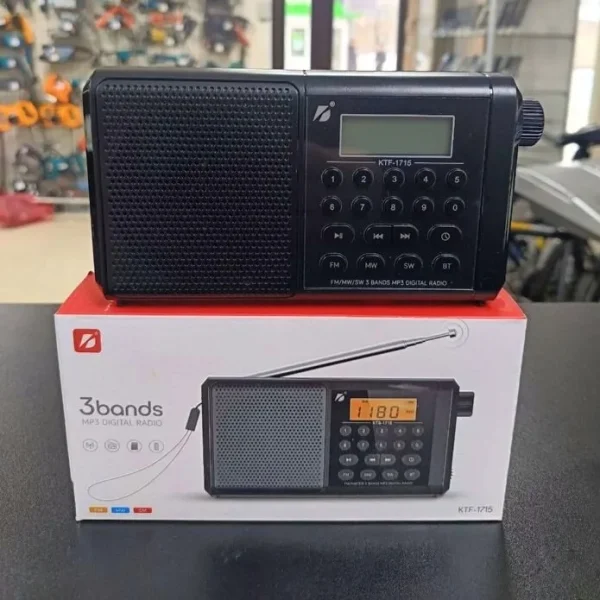ktf 1715 bluetooth, tf card & fm/mw/sw 3 bands radio & clock supported digital display speaker