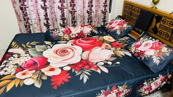 china premium 3d design bed sheet(red)