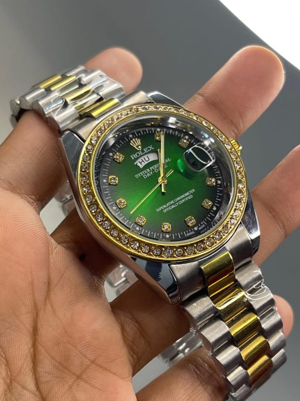 rolex quartz movement stainless steel analog watch for men